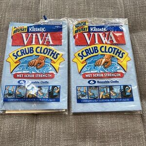 Kleenex Viva Reusable Scrub Cloths Vintage New  Blue Home Auto 10 In Total